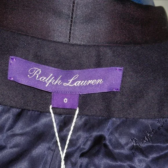 Ralph Lauren Purple Label Women Dark Blue Shawl Collar Tuxedo Jacket 0 NWT